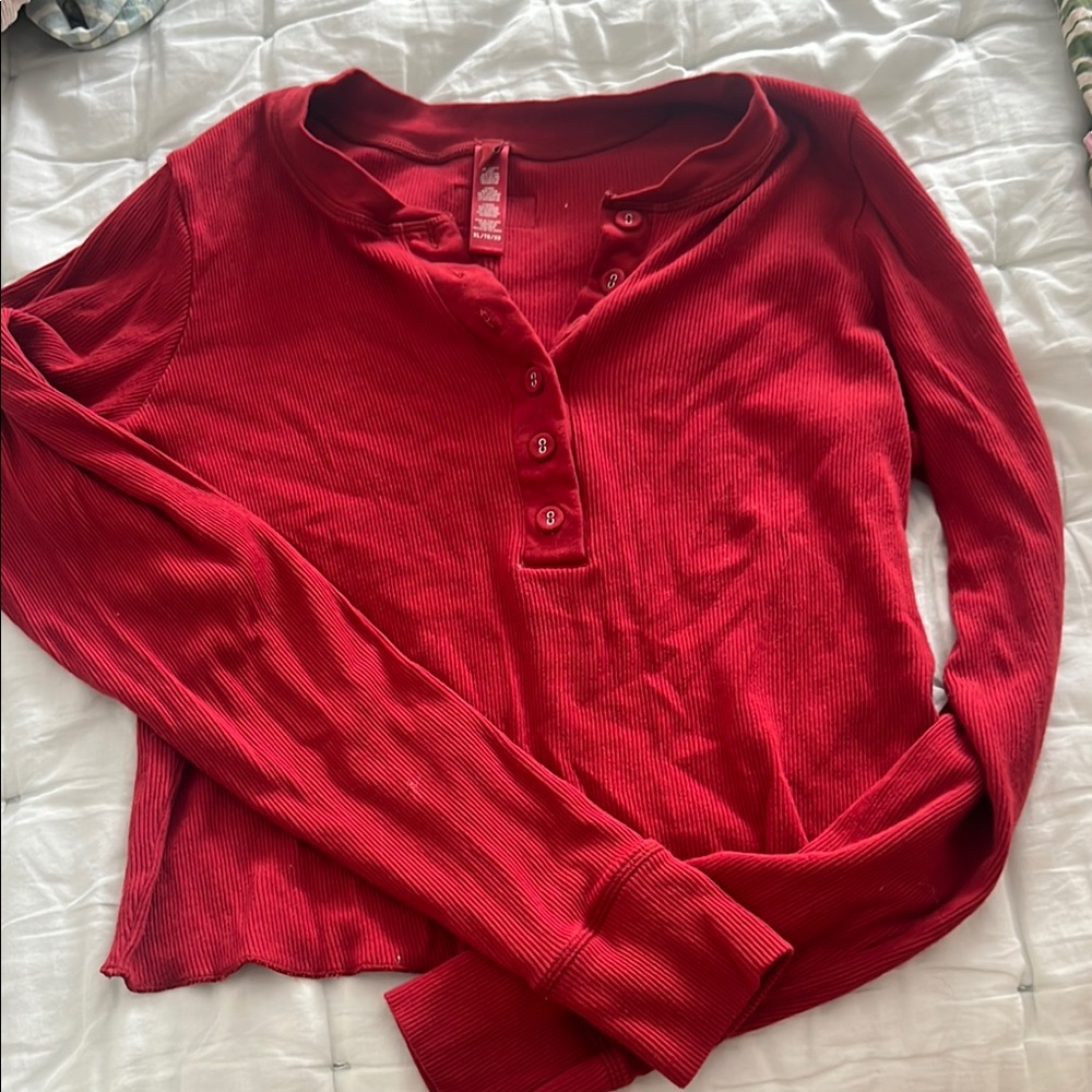 SKIMS Red Long Sleeve Tee